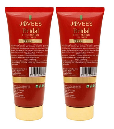 Jovees Herbal Bridal Brightening Face Wash | Ultra Radiance | For Brightening Skin | Reduces Dark Spot | For All Skin Types 120 Ml (Pack Of 2)